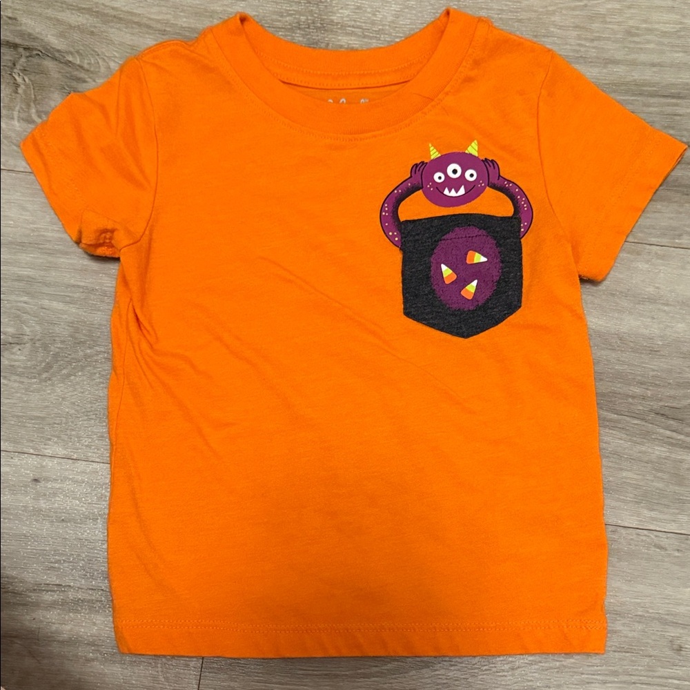 Cat & Jack Orange Tee with Monster Pocket